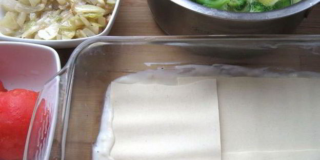 лазанья с брокколи, брюссельской капустой и грибами для гарфилда