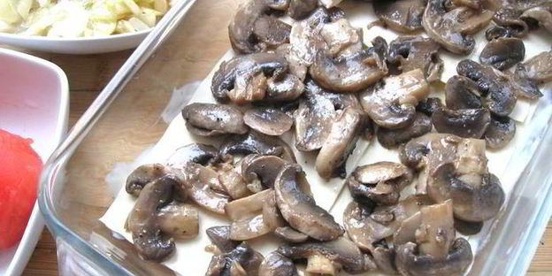 лазанья с брокколи, брюссельской капустой и грибами для гарфилда