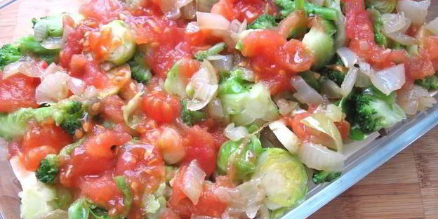 лазанья с брокколи, брюссельской капустой и грибами для гарфилда