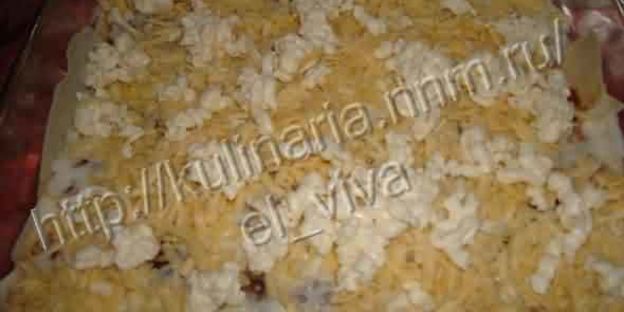 лазанья с курицей и грибами