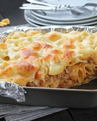 Лазанья с макаронами рожками