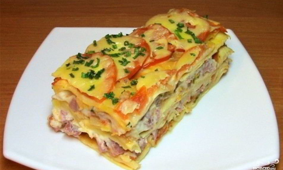 Рецепт лазаний с сыром и ветчиной