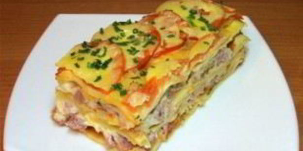 лазанья с сыром и ветчиной