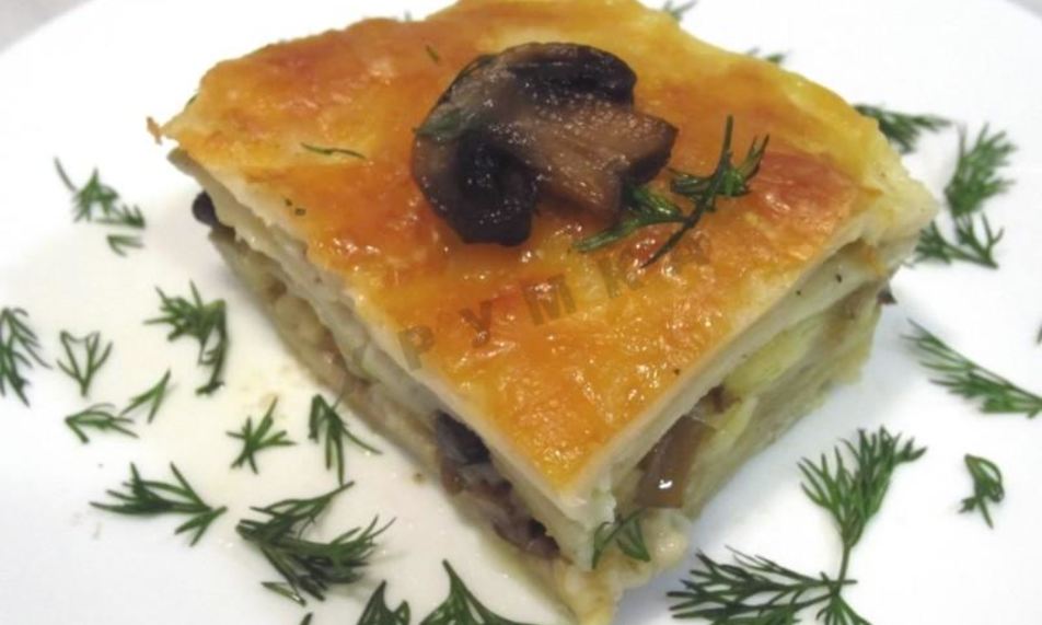 Рецепт лазаний с твердым сыром и шампиньонами