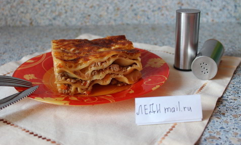 Рецепт мясной лазанья с соусом бешамель