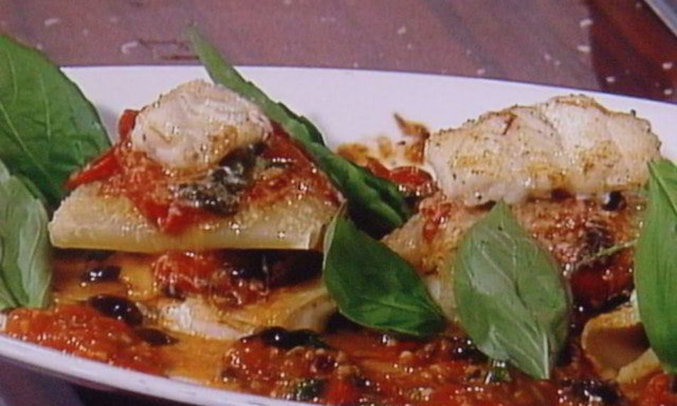 Рецепт рыбной лазанья с оливками