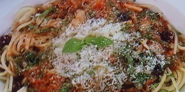 рыбная лазанья с оливками