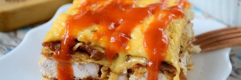 Вафельная лазанья с курицей