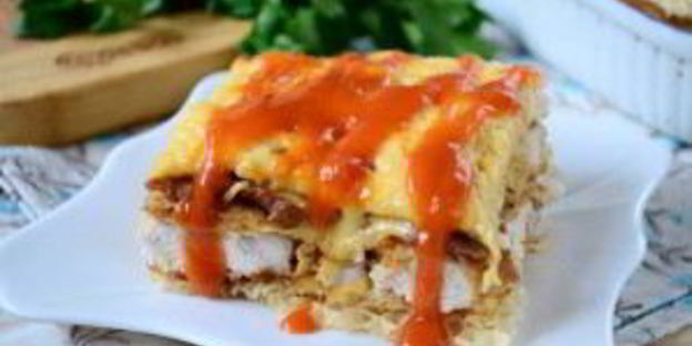 вафельная лазанья с курицей