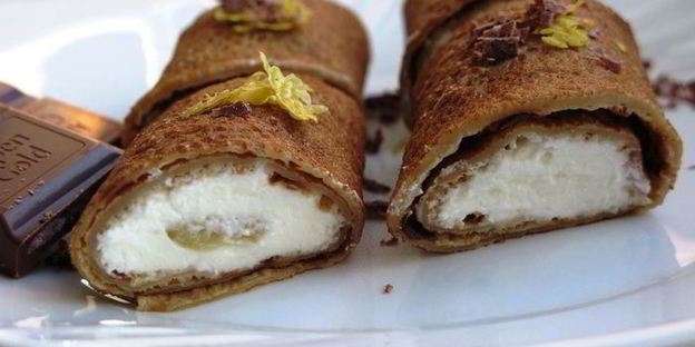 блинные каннеллони с пьяной грушей