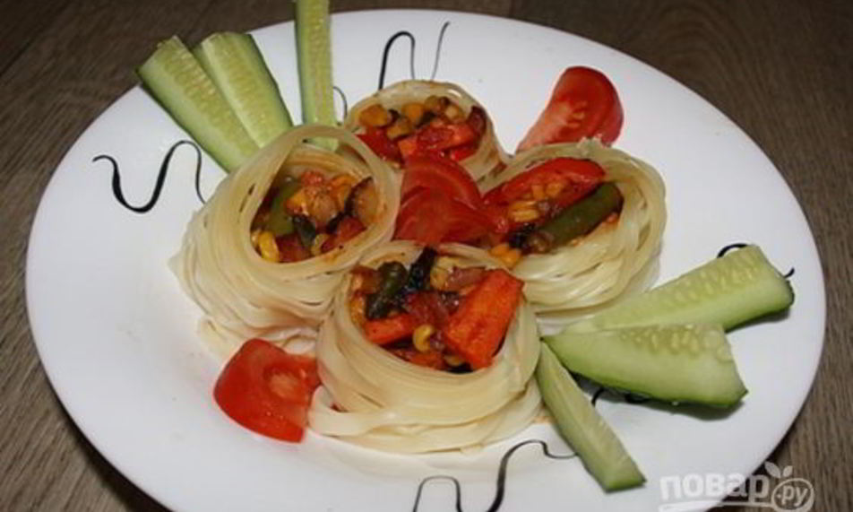 Рецепт гнезд, фаршированных овощами