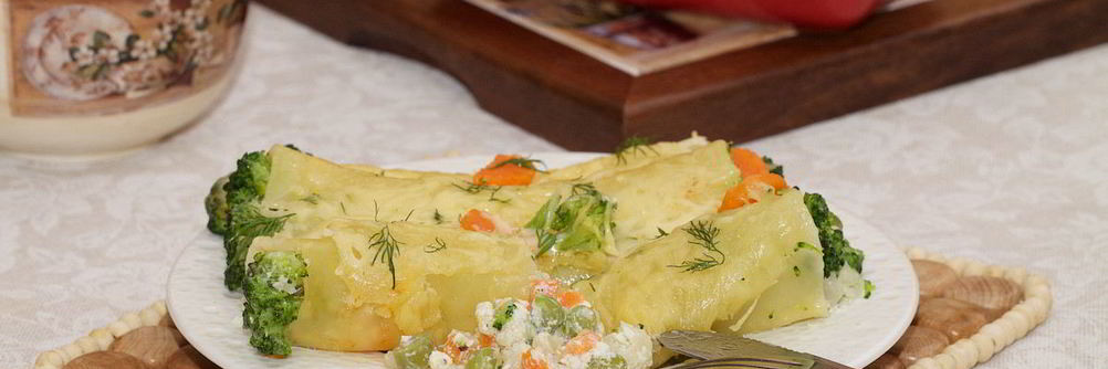 Каннеллони с курицей и овощами