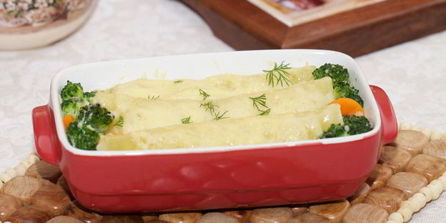 каннеллони с курицей и овощами