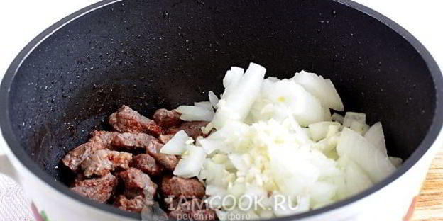 макароны с мясом и овощами