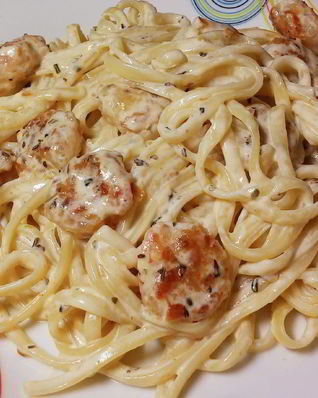 Паста феттучини с креветками