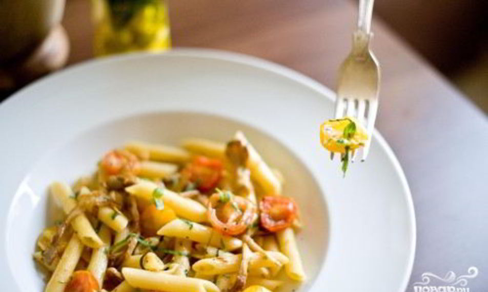 Рецепт пасты с грибами и помидорами