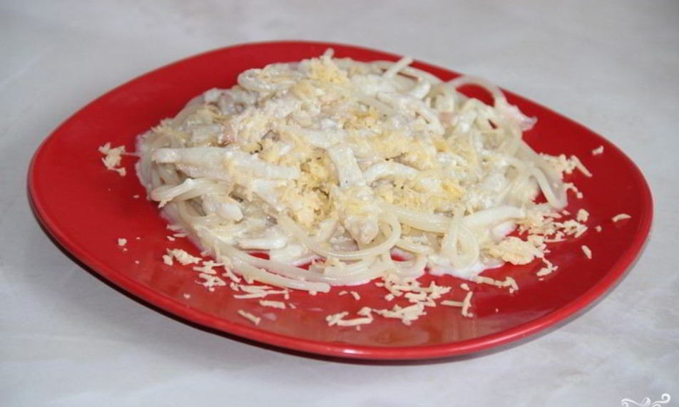 Рецепт пасты с кальмарами в сливочном соусе