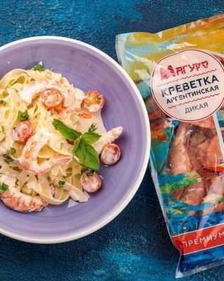 Паста с креветками и сливочным соусом