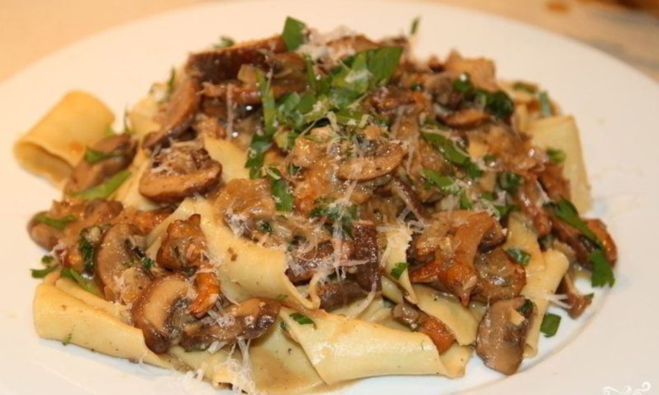 Рецепт пасты сливочной с грибами