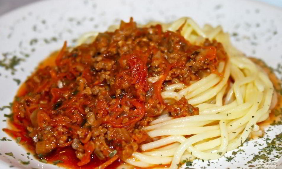 Рецепт спагетти под соусом болоньезе