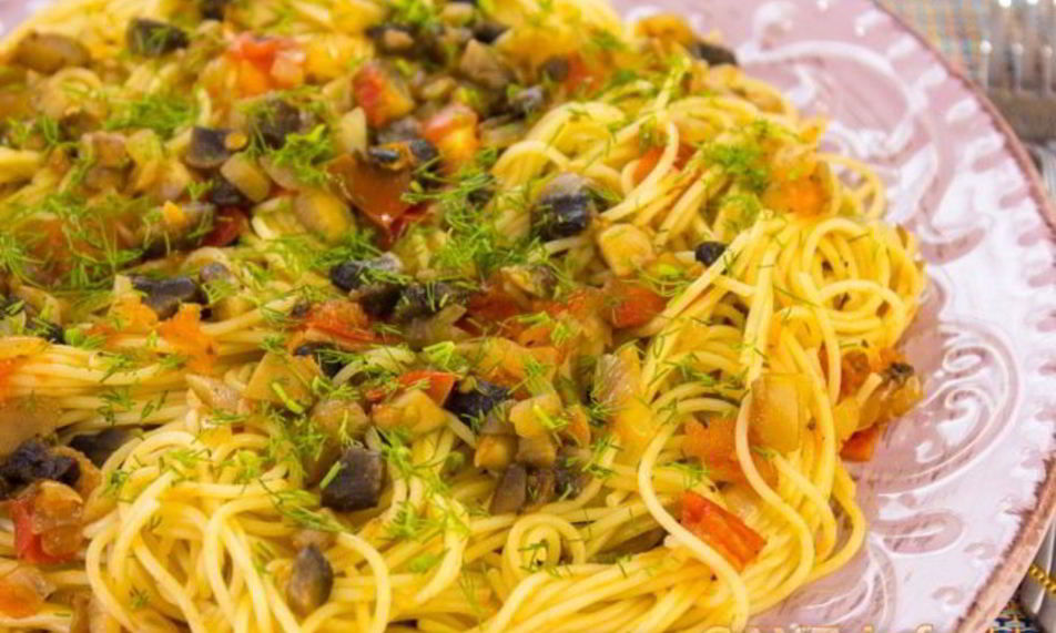 Рецепт спагетти с грибами и помидорами