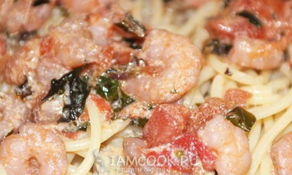 Рецепт спагетти с креветками в сливочном соусе