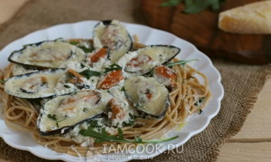 Рецепт спагетти с мидиями в сливочном соусе