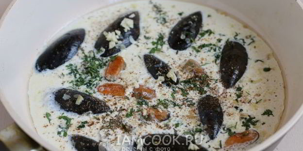 спагетти с мидиями в сливочном соусе