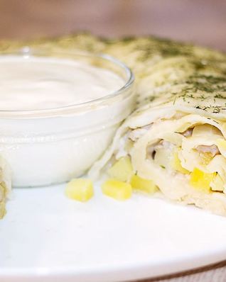 Ханума с фаршем и картошкой