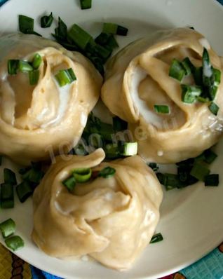 Манты с рыбой и рисом