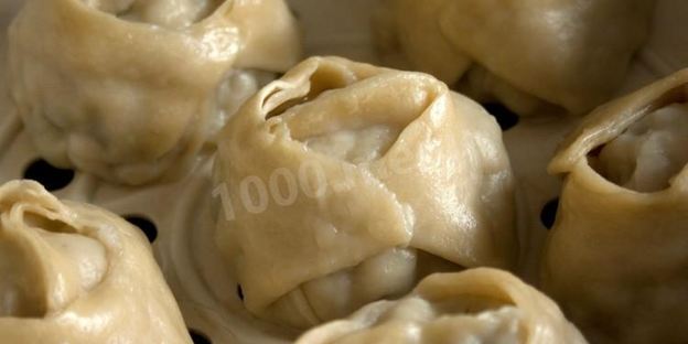 манты с рыбой и рисом