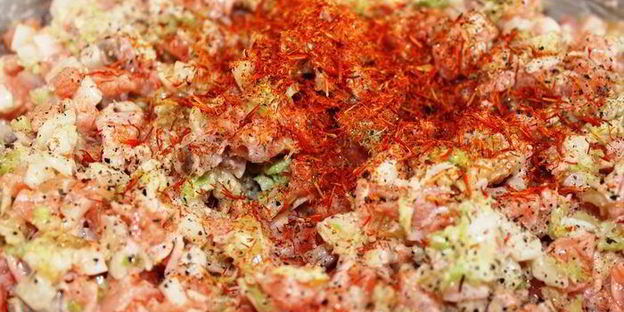 манты с семгой и шафраном