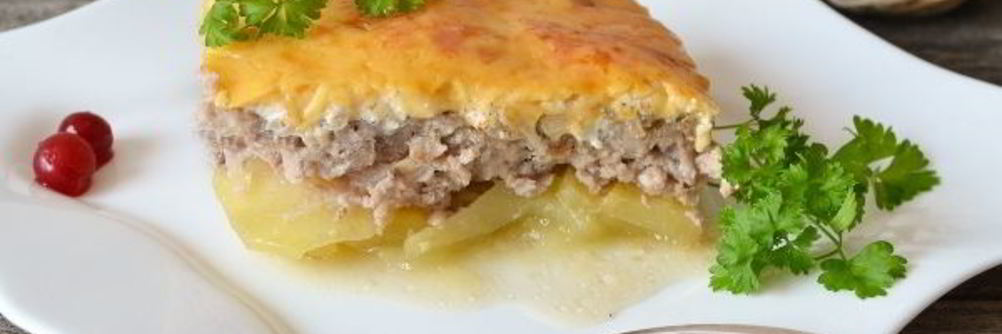 Мясо по-французски с картофелем и фаршем