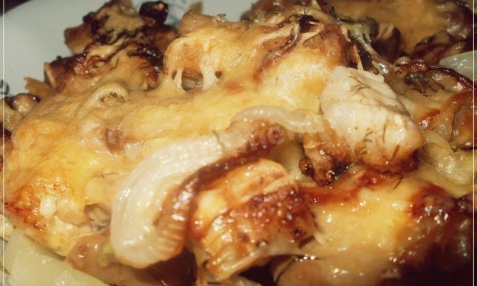 Рецепт мяса по-французски с шампиньонами