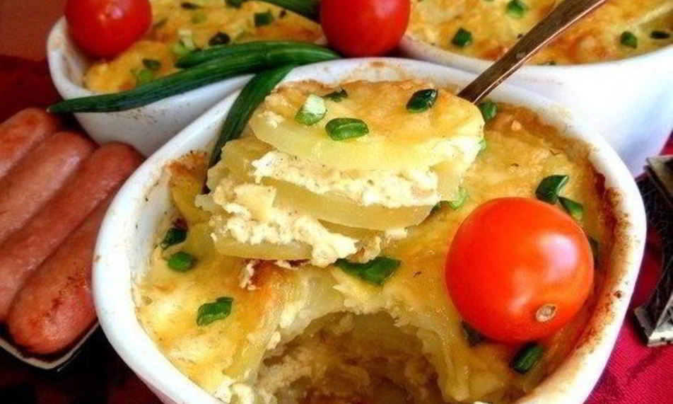 Рецепт запеченного картофеля со сливками и чесноком по-французски