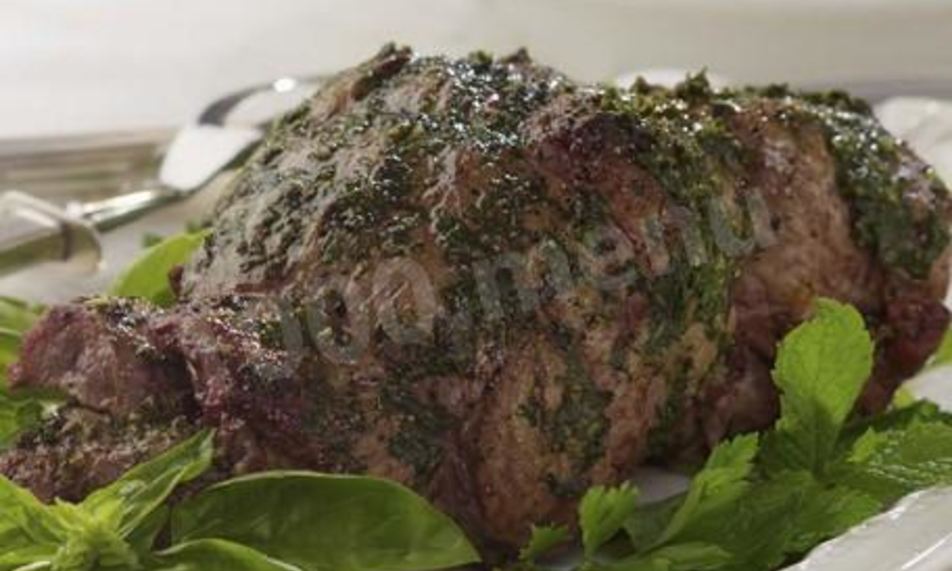 Рецепт баранины запеченной с мятным соусом
