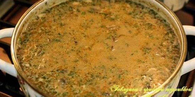 говядина с грибной подливкой