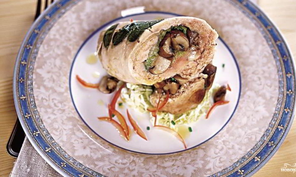 Рецепт индейки, фаршированной грибами