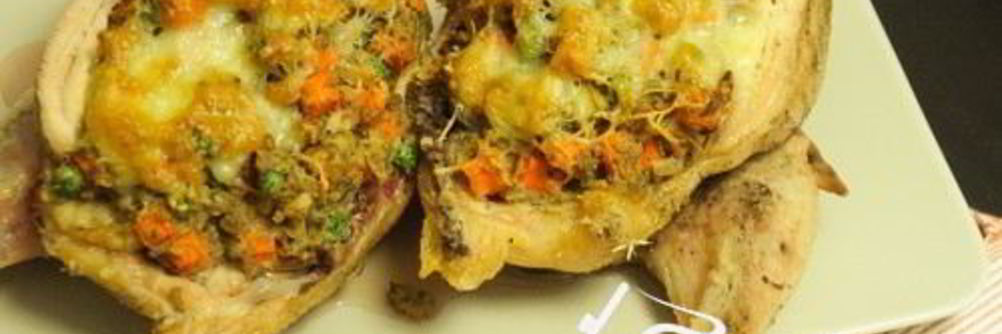 Курица, фаршированная овощами