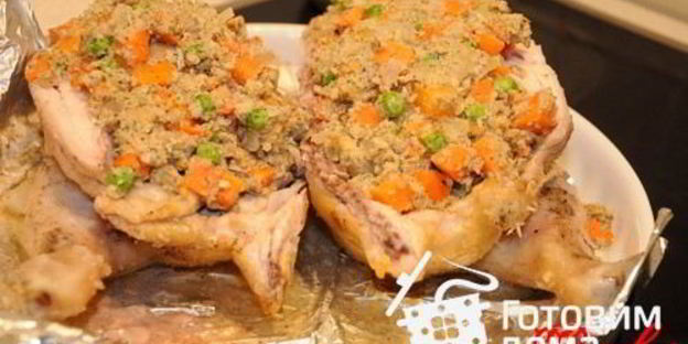 курица, фаршированная овощами