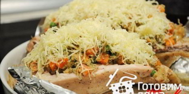 курица, фаршированная овощами