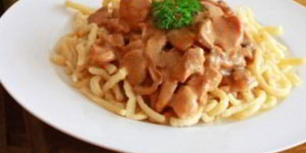 мясо с грибами с сливочном соусе