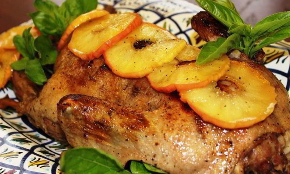 Рецепт пьяной утки с карамелизованными яблоками
