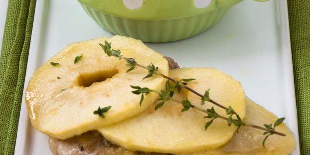 свинина по-валлийски с яблочным фланом