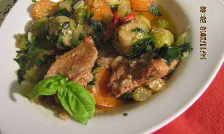 Рецепт телятины с овощами, томленая в вине