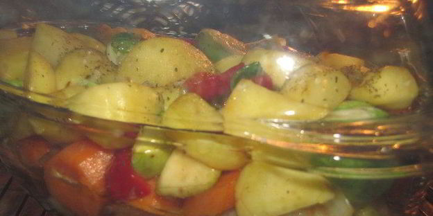 телятина с овощами, томленая в вине