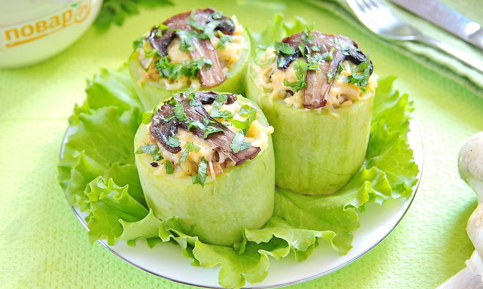 Рецепт кабачков, фаршированных булгуром и грибами
