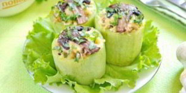 кабачки, фаршированные булгуром и грибами