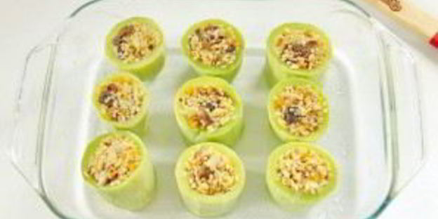 кабачки, фаршированные булгуром и грибами
