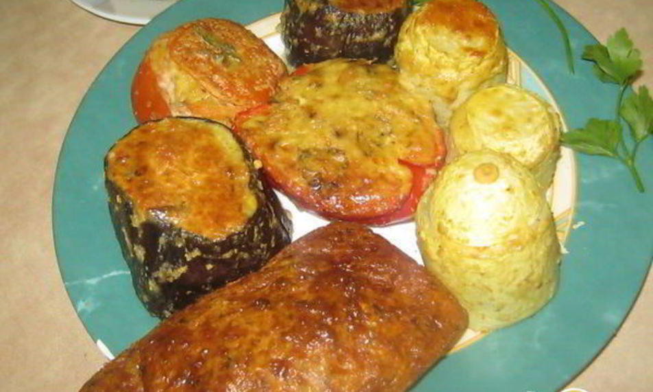 Рецепт овощи, фаршированные сыром и грибами